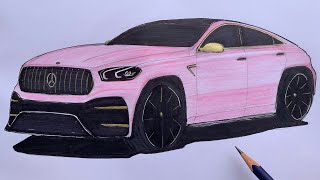 How To Draw Mercedes  Car Drawing mercedes benz drawing art [upl. by Naloj217]