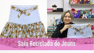 APRENDA COMO TRANSFORMAR CALÇA JEANS EM SAIA  PASSO A PASSO  DIY  JEANS PANTSUIT [upl. by Mallon]