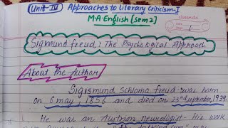 Sigmund Freud  The Psychological Approach  Approaches to literary criticism  MA English Sem 2 [upl. by Atolrac819]