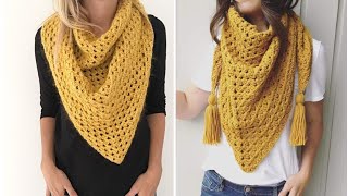 How to Crochet a Triangle Shawl or Scarf for Beginners  My Grandmas Pattern❤️ [upl. by Minne121]