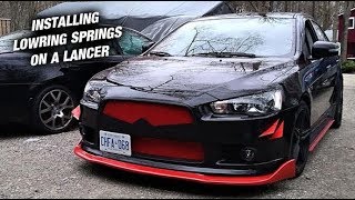 Installing lowering Springs On My Buddys Lancer [upl. by Ueih958]