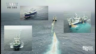 UNITY FR 165 part 1 Drone amp Deck footage of shooting amp hauling net on a Pelagic Trawler [upl. by Jar]