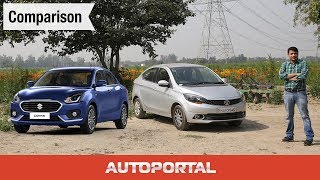 Maruti Suzuki Dzire vs Tata Tigor Comparison Review  Autoportal [upl. by Marlin]