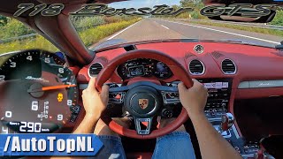 PORSCHE 718 Boxster GTS 40  TOP SPEED on AUTOBAHN NO SPEED LIMIT by AutoTopNL [upl. by Aihtenyc157]