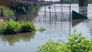 FIRST IMAGES Pier flooded in Kherson after Kakhovka dam destroyed [upl. by Deland299]