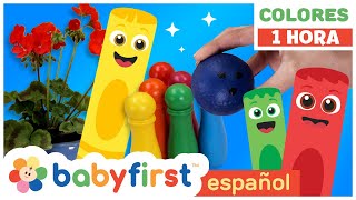 Colores en español para niños  Magia de La Pandilla de Colores  Juego de bolos1 Hora  BabyFirst [upl. by Lennon]