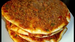 Türkische PizzaTürkische Rezepte Ev yapimi Lahmacun tarifi [upl. by Goldy]