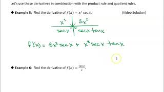 35 Derivatives of Trigonometric Functions Examples 5 and 6 [upl. by Velick368]