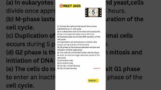 Question from CELL CYCLE AND CELL DIVISIONneet2025class11thncertpracticebioneetprepshorts [upl. by Ahseined]