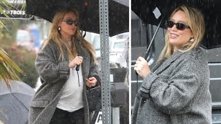 Hilary Duffs Maternity Elegance Shines Through Rainy Lunch Date with Friends [upl. by Meyers]