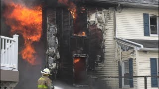 Arrival Video Firefighters battle this fully involved house fire [upl. by Irvine]