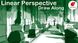 One Point Linear Perspective Drawing Demo for Beginners [upl. by Domenic]