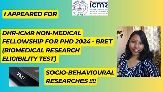 I appeared for ICMR JRF EXAMS SOCIAL SCIENCES  DHR ICMR NONMEDICAL FELLOWSHIP FOR PHD 2024 [upl. by Wilhelm318]