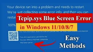 Tcpipsys Blue Screen Error in Windows 111087 Fixed tcpip bluescreen [upl. by Cutlor]