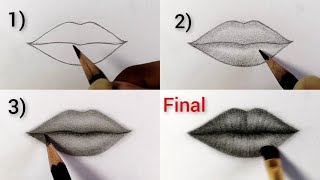 How to draw lips step by step trending lips creative reels viralvideo video eye sketch [upl. by Zealand]