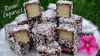 ODLIČAN RECEPT ZA ČUPAVCE BEZ JAJA MLIJEKA I PUTRA  VEGAN LAMINGTONS [upl. by Solorac948]