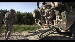 US Army Europe Infantry 2d Cavalry Regiment Germany  Soldiers dismount from Stryker Slow motion [upl. by Niwroc707]