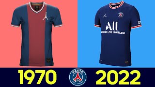 Die Entwicklung des Fußballtrikots von Paris SaintGermain 2022  Alle PSG Trikots in der Geschichte [upl. by Etnoled242]