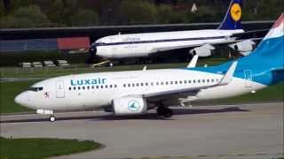 Takeoff Luxair B737700  Hamburg Airport [upl. by Einnil854]