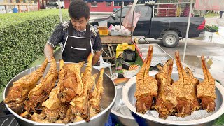 Sold out Fast  Amazing Deep Fried Crispy Pig Tail and Meat  Thai Street Food [upl. by Jillie359]