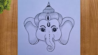 How to draw God Ganesha face step by step  Ganesh Chaturthi drawing  Easy drawing for beginners [upl. by Ytsirhc87]