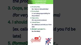 5 PHRASES FOR APOLOGIZINGBasic vs Advanced english vocabulary grammar shorts viralvideo ielts [upl. by Brent]