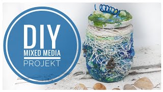 Mixed Media Projekt Maritim  großer KreativVlog  DIY  How To Upcycling IDEE Tutorial  deutsch [upl. by Amrac]