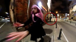 Biker Saves Girl from Creepy Man Chasing Her [upl. by Bohlin122]