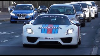 Supercars in Alderley Edge and Knutsford January 2024 918 Spyder Project 8 SLR Mclaren F12 [upl. by Kemppe]