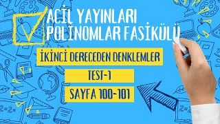 ACİL YAYINLARİ POLİNOMLAR FASİKÜLÜ İkinci dereceden denklemler test1 [upl. by Jaquith]