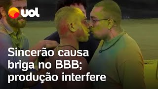 Briga no BBB Bin tenta agredir Davi derruba Buda e produção tenta separar treta veja vídeo [upl. by Nnaarual]