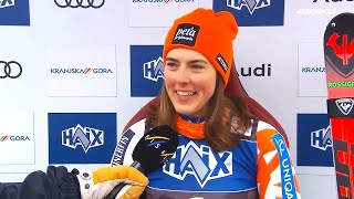 Petra VLHOVA  Interview  Slalom  Kranjska Gora SLO  2024  1st Place [upl. by Netniuq]