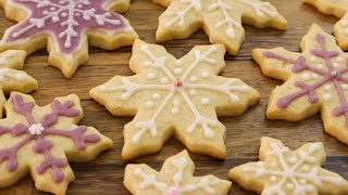 Snowflake Cookies Recipe  How to Decorate Sugar Cookies [upl. by Aniuqal]