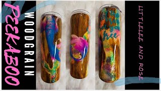 DIY Glitter Flow Peekaboo woodgrain Mermaid Tumbler [upl. by Hgielram]