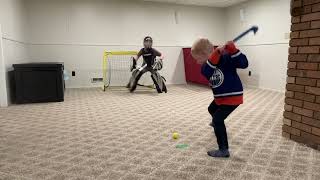 Amazing knee hockey mini stick goals from a 4 year old [upl. by Acimahs663]