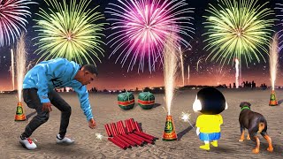 GTA 5  FRANKLIN and SHINCHAN Celebrate DIWALI Fireworks In GTA 5 [upl. by Ahsap]