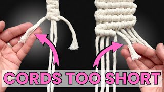 How to ADD MACRAME CORD when cords are TOO SHORT Square Knot AND Double Half Hitch Knot [upl. by Ramgad698]