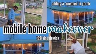 ADDING A SCREENED IN PORCH ONTO OUR 1991 MOBILE HOME  this is something I’ve always wanted Ep 23 [upl. by Carlstrom]