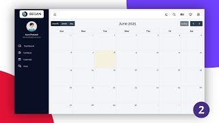 Responsive admin dashboard with dark mode  Part 2 Calendar screen  HtmlCssjQueryBootstrap 4 [upl. by Eseerahs]