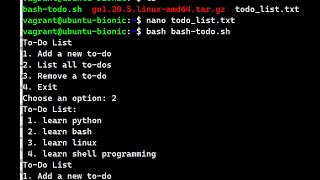 learn bash scripting on linux create todo add list remove [upl. by Aneloj]