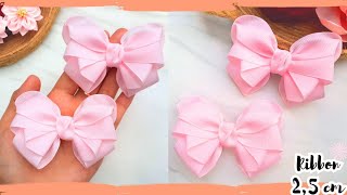 DIY Ribbon Hair Bow Tutorial  How to Make Cute Bow Clip out of Grorgrain Ribbon  Ribbon Hair Clips [upl. by Stella]