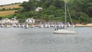 Salcombe Gin Merlin Rocket Week 2024 Monday Morning Race Start by Malcolm Mackley [upl. by Aicilyt87]