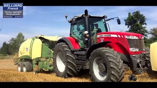 Paille 2018  MASSEY 8650  KRONE 1290  ETA Franck BELLIARD [upl. by Peisch]