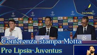 Conferenza stampa Motta pre LipsiaJuventus quotScontro tra due squadre con le difese più in formaquot [upl. by Idnir12]