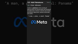 Meta  Valid Palindrome  Leetcode 125 [upl. by Marchal]