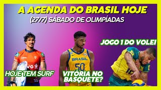 AGENDA DO BRASIL NAS OLIMPÍADAS AONDE ASSISTIR AO VIVO VOLEI BASQUETE SURF SKATE GINÁSTICA HOJE [upl. by Ynatirb]