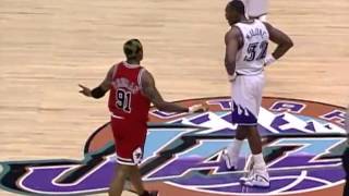 1998 NBA Finals Game 6 Dennis Rodman vs Karl Malone [upl. by Aranahs292]