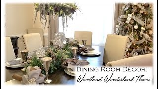 Christmas Tablescape amp Chandelier Decor Woodland Wonderland Theme [upl. by Eralcyram]