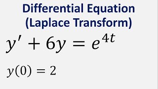 Differential Equation using Laplace transform y  6y  e4t  y0  2 [upl. by Nylsor]