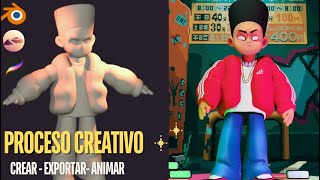 Proceso Creativo Crear Exportar y Animar Personaje 3D  Blender  Nomad Sculpt Procreate [upl. by Esened]